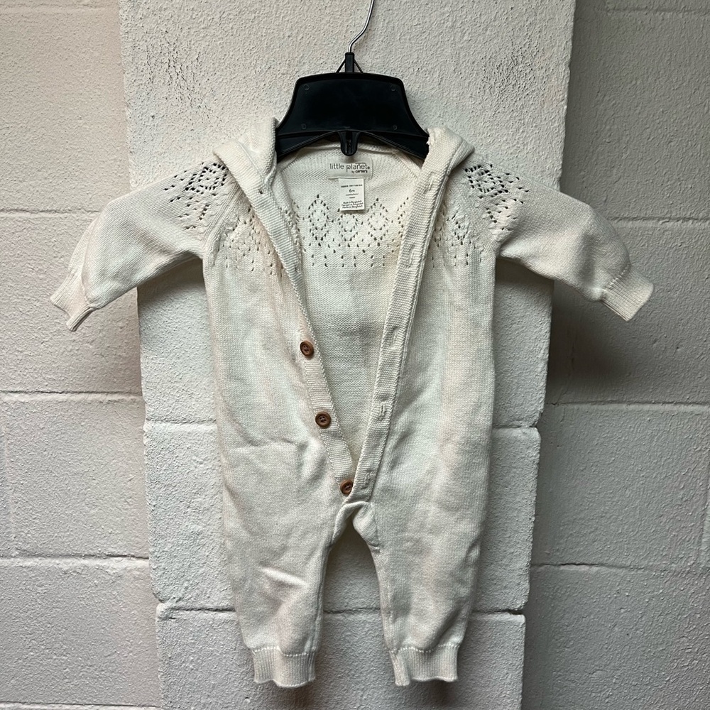 Little Me White Knit Baby Footie